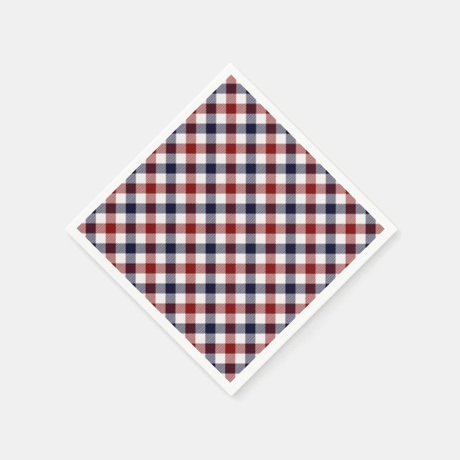Red white and blue plaid Paper Napkin (Corner)