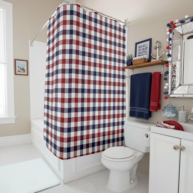 Red white and blue plaid Shower Curtain (Creator Uploaded)
