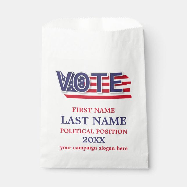 Red White And Blue Political Campaign Advertising Favour Bag (Front)