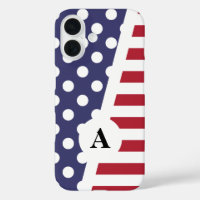 Red White and Blue Polka Dot and Stripe Pattern