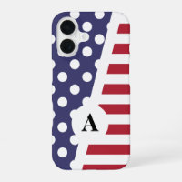 Red White and Blue Polka Dot and Stripe Pattern