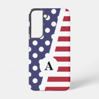 Red White and Blue Polka Dot and Stripe Pattern