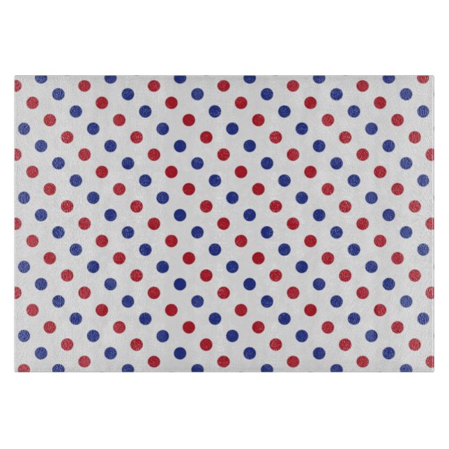 Red, White and Blue Polka Dot Pattern Cutting Board (Front)