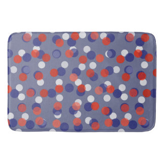 red, white and blue polka dots bath mat