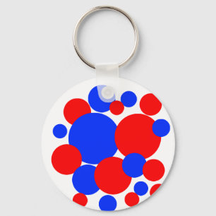 Red, White and Blue Polka Dots Keychain