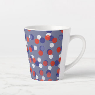red, white and blue polka dots latte mug