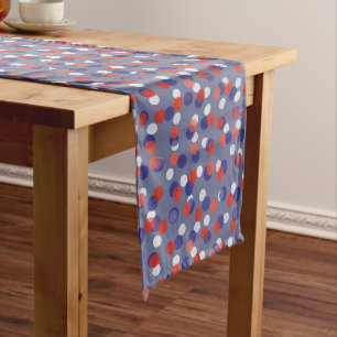 red, white and blue polka dots medium table runner