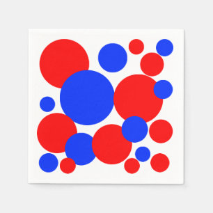  Red, White and Blue Polka Dots  Napkin