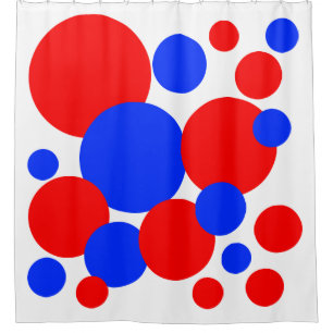  Red, White and Blue Polka Dots Shower Curtain
