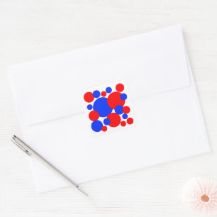 Red, White and Blue Polka Dots Square Sticker