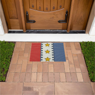 Red, White and Blue - Polka Dots, Stripes, Stars Doormat