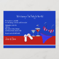 Red, White and Blue Pool Party Invitation