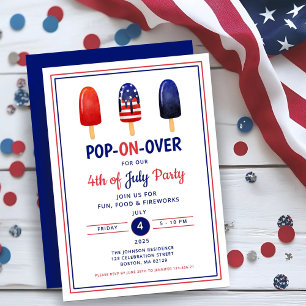 Red White And Blue Popsicle 4th Of July Invitation