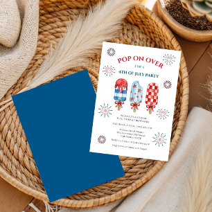 Red White And Blue Popsicle Summer 4th Of July  Invitation
