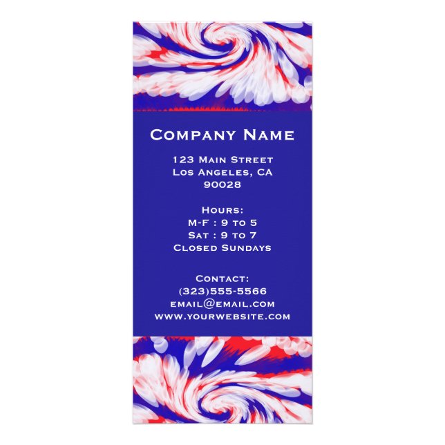 red white and blue rack card (Front)