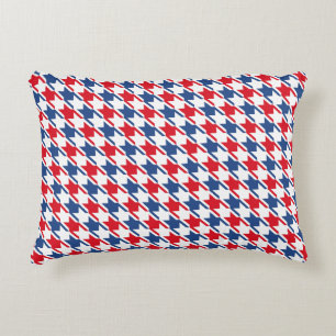 Red White and Blue Repeating Houndstooth Pattern Accent Pillow