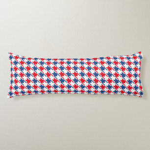 Red White and Blue Repeating Houndstooth Pattern Body Pillow