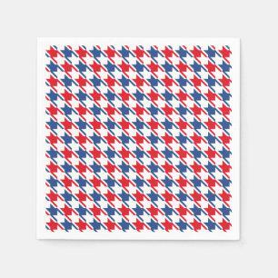 Red White and Blue Repeating Houndstooth Pattern Napkin