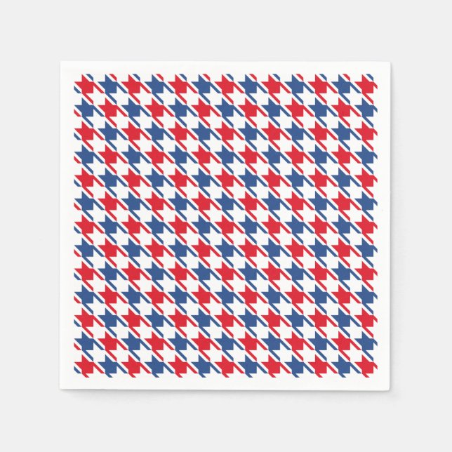 Red White and Blue Repeating Houndstooth Pattern Napkin (Front)