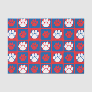Red, White and Blue Repeating Pawprint  Tissue Paper
