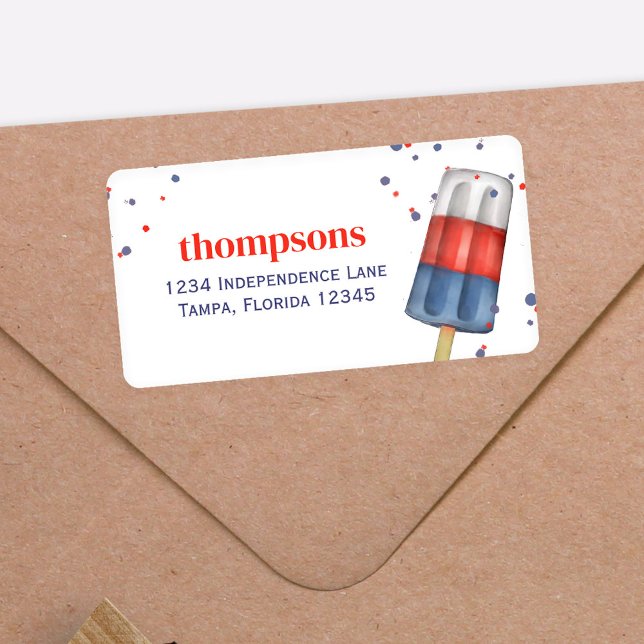 Red White and Blue Return Address Cute Label (Cute Fourth of July Popsicles Return Address Labels)