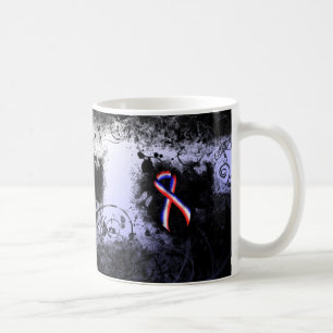 Red, White and Blue Ribbon Grunge Heart Coffee Mug