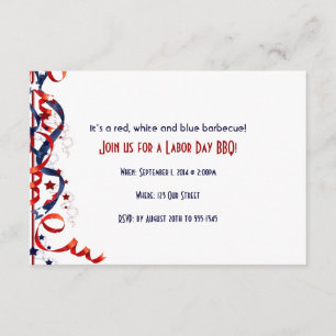 Red White and Blue Ribbons and Stars Labour Day Invitation
