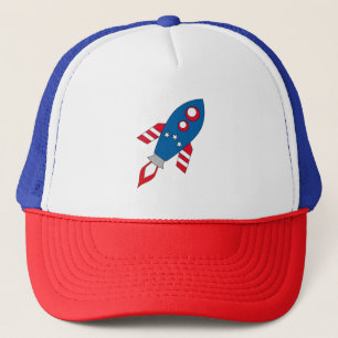 Red white and blue Rocket Cute Trucker Hat
