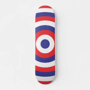 Red White and Blue Round Skateboard