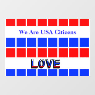 Red, White and Blue Row of Squares Window Cling