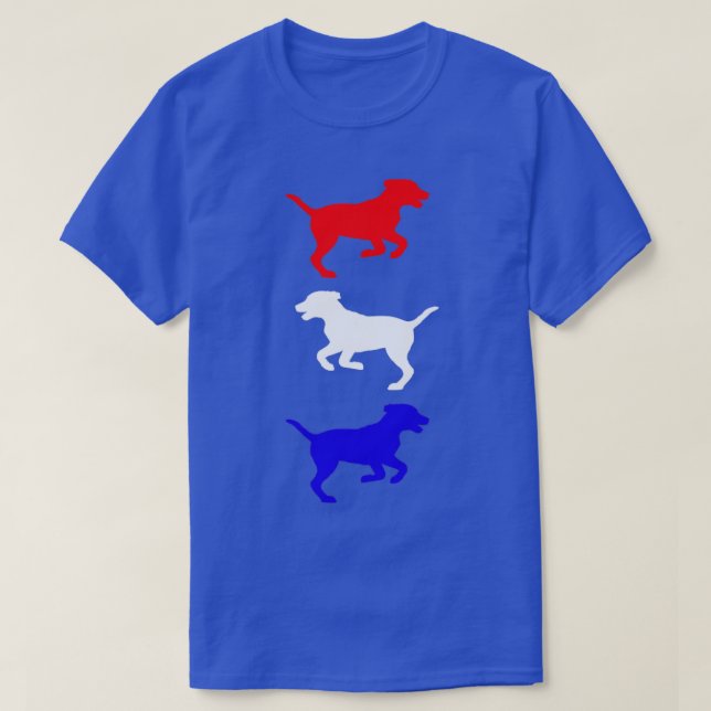 Red White and Blue Running Dogs T-Shirt (Design Front)