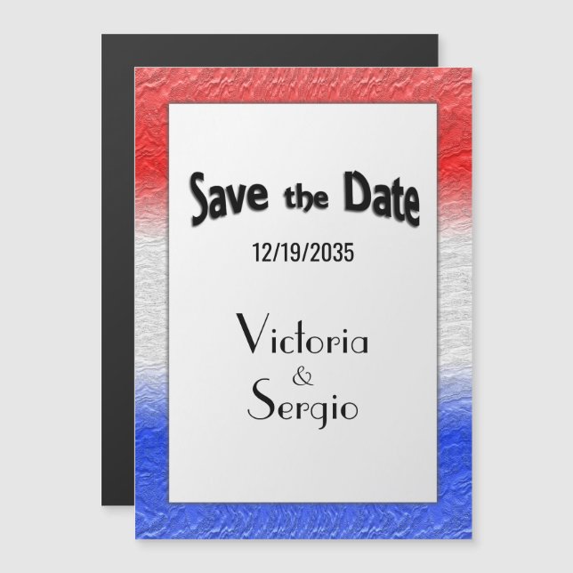 Red White and Blue Save the Date Magnetic Invitation (Front/Back)