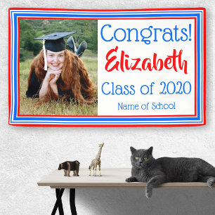 Red White and Blue School Colours Photo Banner