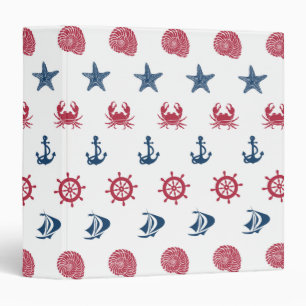 Red White And Blue Sea Symbol Pattern Binder