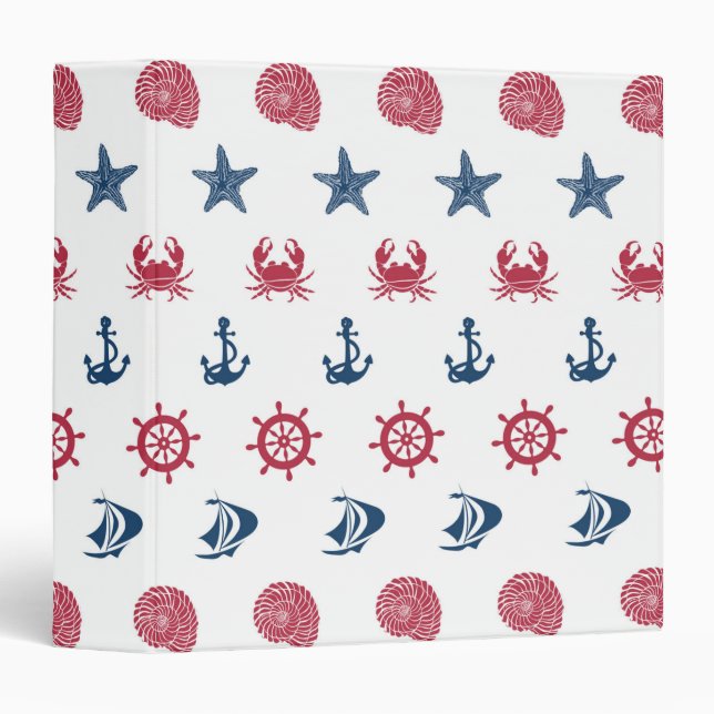 Red White And Blue Sea Symbol Pattern Binder (Front/Spine)