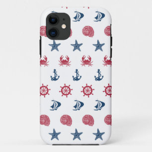 Red White And Blue Sea Symbol Pattern iPhone 11 Case