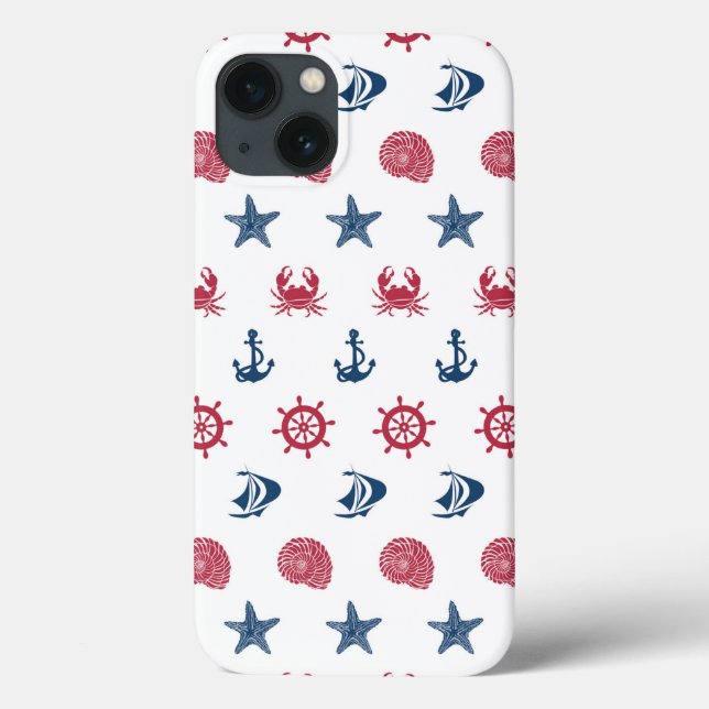 Red White And Blue Sea Symbol Pattern Case-Mate iPhone Case (Back)
