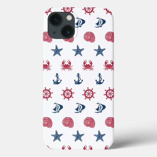 Red White And Blue Sea Symbol Pattern Case-Mate iPhone Case (Back)
