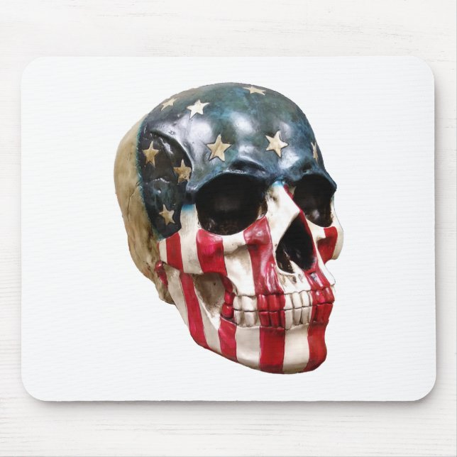 Red White and blue skull Mouse Pad (Front)