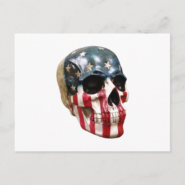 Red White and Blue Skull on a postcard (Front)