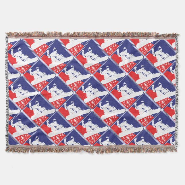 Red-White-and-Blue-Snow-Boa Throw Blanket (Front)