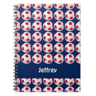 Red, White, and Blue Soccer Personalized Spiral Notebook