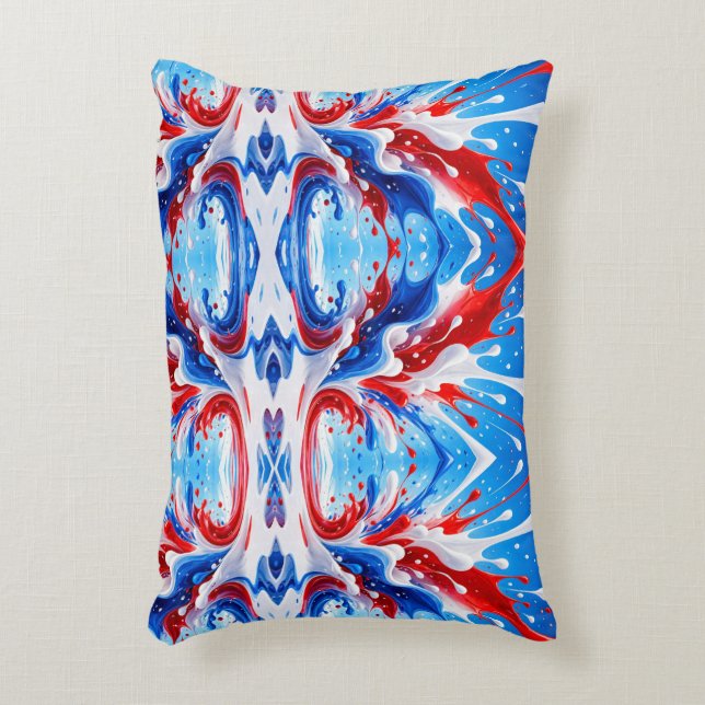 Red White and Blue Splash Blanket Accent Pillow (Front(Vertical))