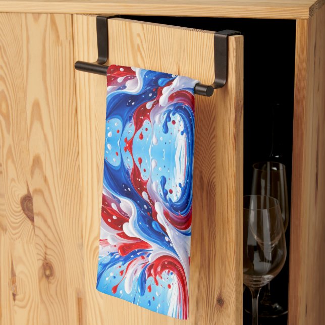 Red White and Blue Splash Blanket Kitchen Towel (Thirds Fold)