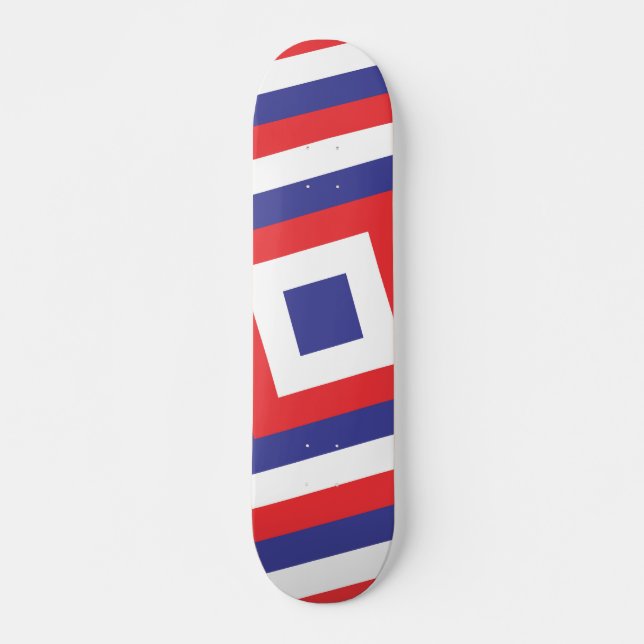 Red White and Blue Square Skateboard (Front)
