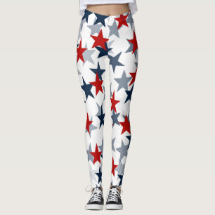 Red White and Blue Star Leggings