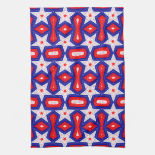 Red White and Blue Star Pattern Kitchen Towel
