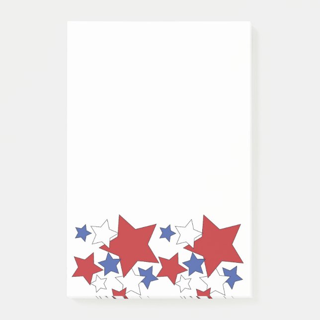 Red, White and Blue stars 4x6 post-it notes (Front)