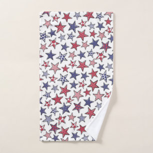 Red White and Blue Stars America Patriotic Hand Towel