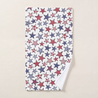 Red White and Blue Stars America Patriotic   Hand Towel